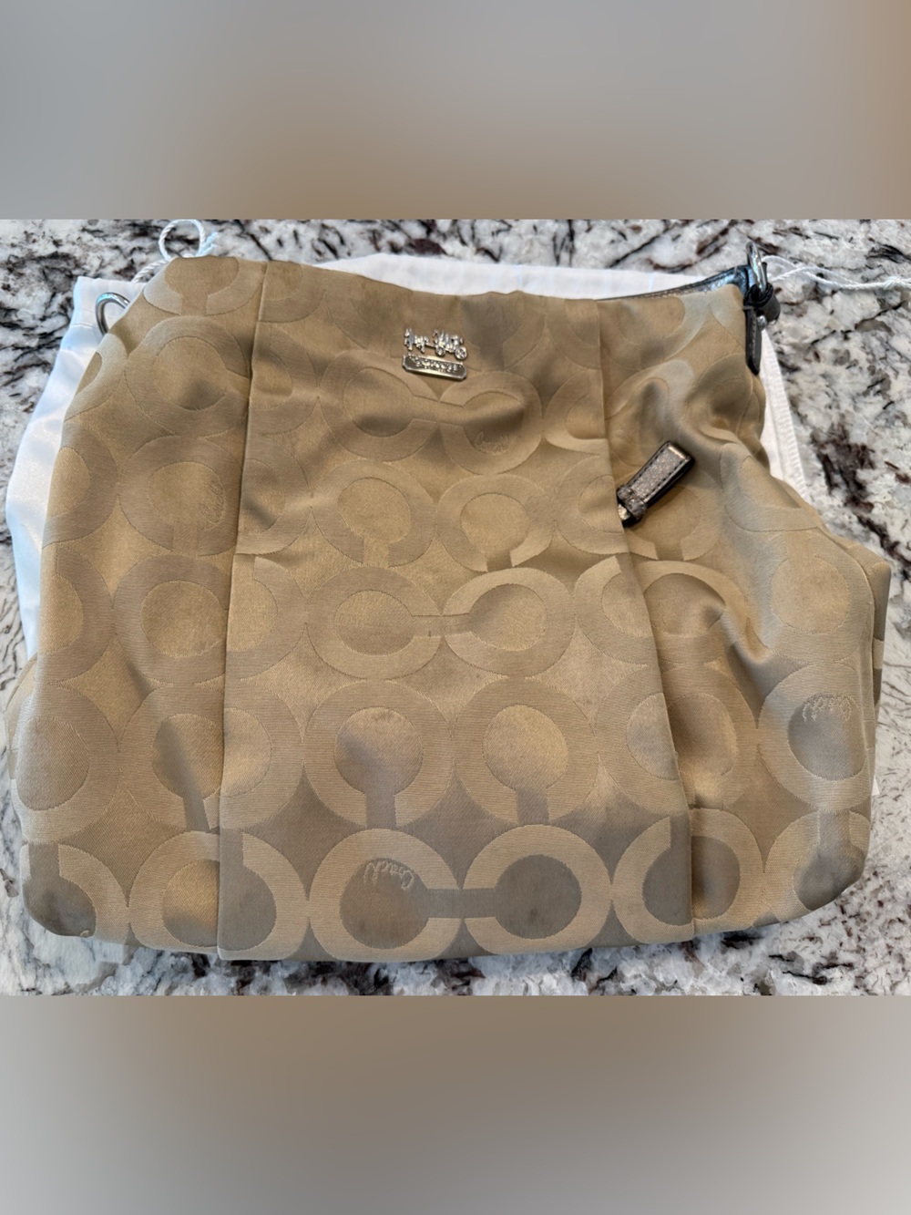 Coach Tan Signature Jacquard Shoulder Bag